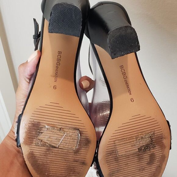 BCBGeneration Jeweled Ankle Strap Black Heels Size 9 - Picture 7 of 11